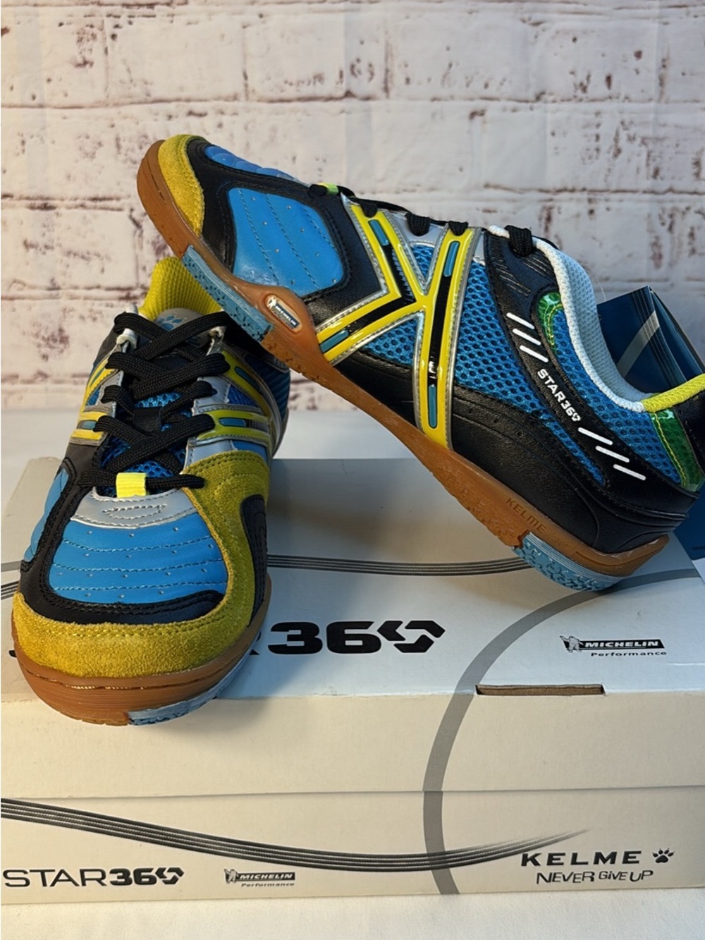 Kelme Michelin Star Athletic Shoes - Blue with Yellow Accents